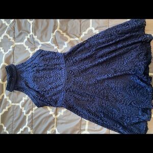 Blue lace halter dress